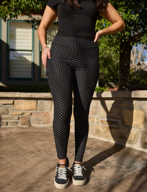 SA Exclusive Black Mini Polka Dot Pocket Leggings