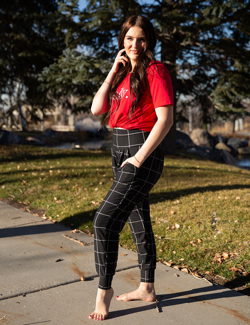 SA Exclusive Black Windowpane Harem Pocket Pants