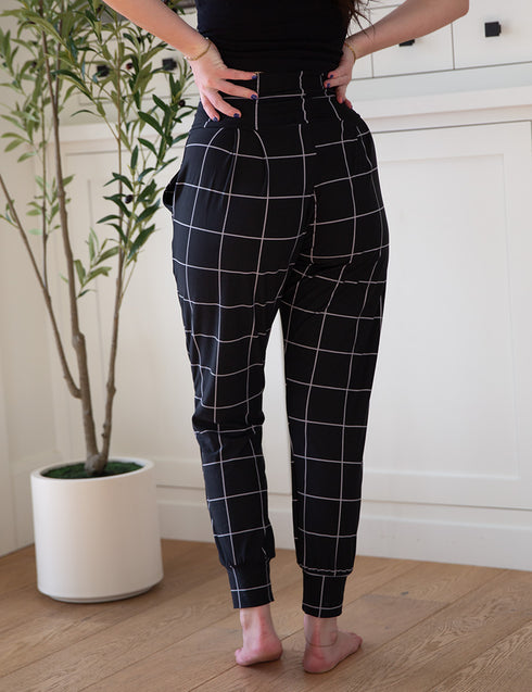 SA Exclusive Black Windowpane Harem Pocket Pants