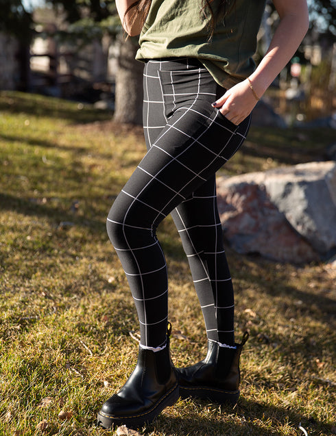 SA Exclusive Black Windowpane Pocket Leggings