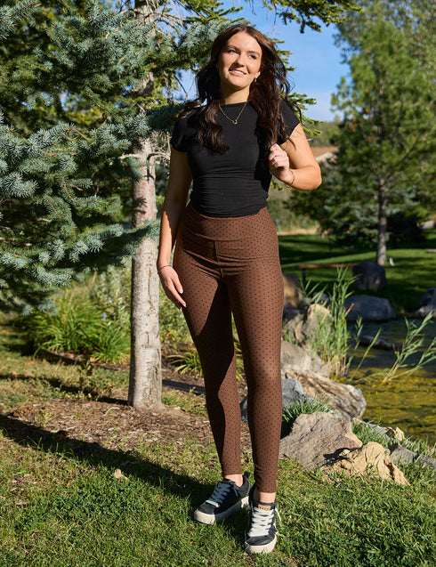 SA Exclusive Brown Mini Polka Dot Leggings