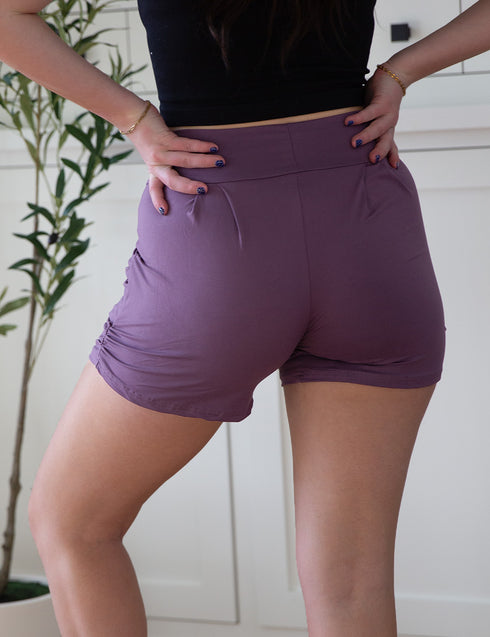 SA Exclusive Eggplant Solid Harem Shorts