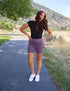 SA Exclusive Eggplant Solid Yoga Shorts