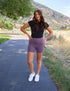 SA Exclusive Eggplant Solid Yoga Shorts