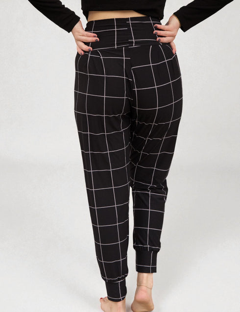 SA Exclusive Black Windowpane Harem Pocket Pants
