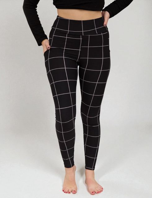 SA Exclusive Black Windowpane Pocket Leggings