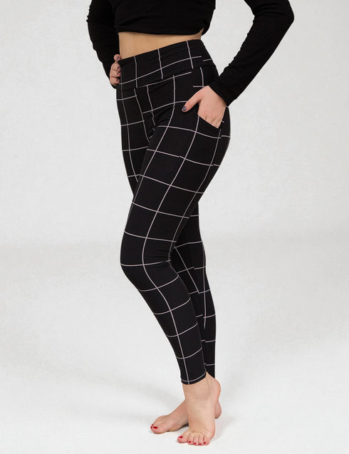 SA Exclusive Black Windowpane Pocket Leggings
