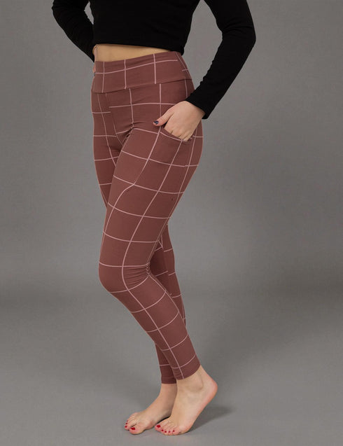 SA Exclusive Brown Windowpane Pocket Leggings