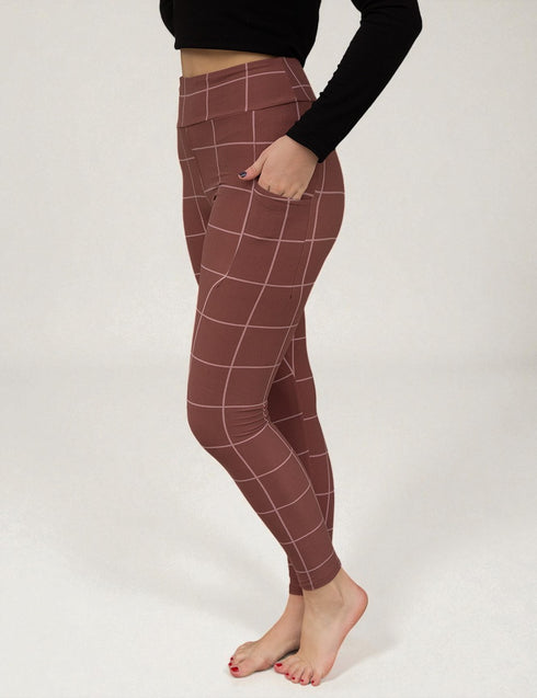 SA Exclusive Brown Windowpane Pocket Leggings