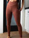 SA Brown Cross Waistband Pocket Leggings