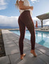 SA Burgundy Cross Waistband Pocket Leggings