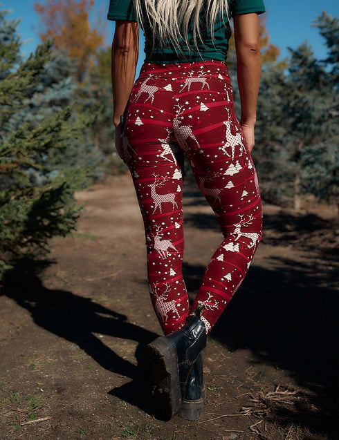SA Reindeer Rendezvous Cross Waistband Pocket Leggings
