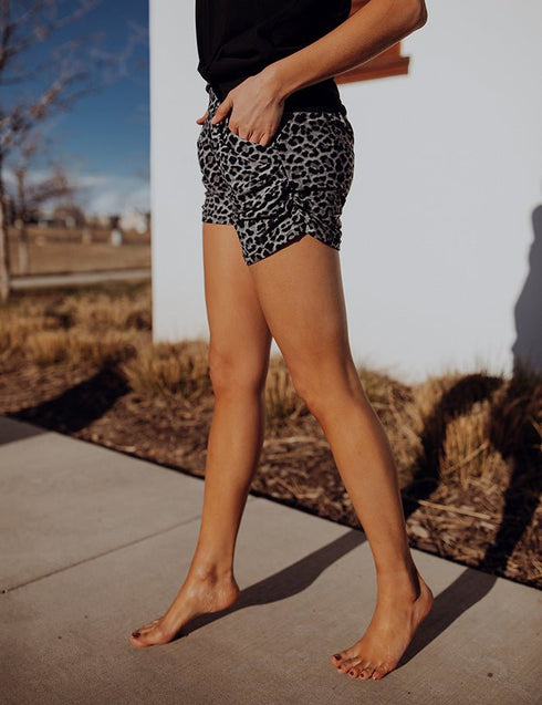 SA Exclusive Sassy Grey and Black Leopard Harem Shorts