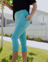 SA Exclusive Aqua Solid Capri Pocket Leggings