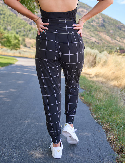 SA Exclusive Black Windowpane Harem Pocket Pants