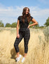 SA Exclusive Black Windowpane Capri Leggings