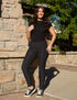 SA Black Mini Polka Dot Cross Waistband Pocket Leggings