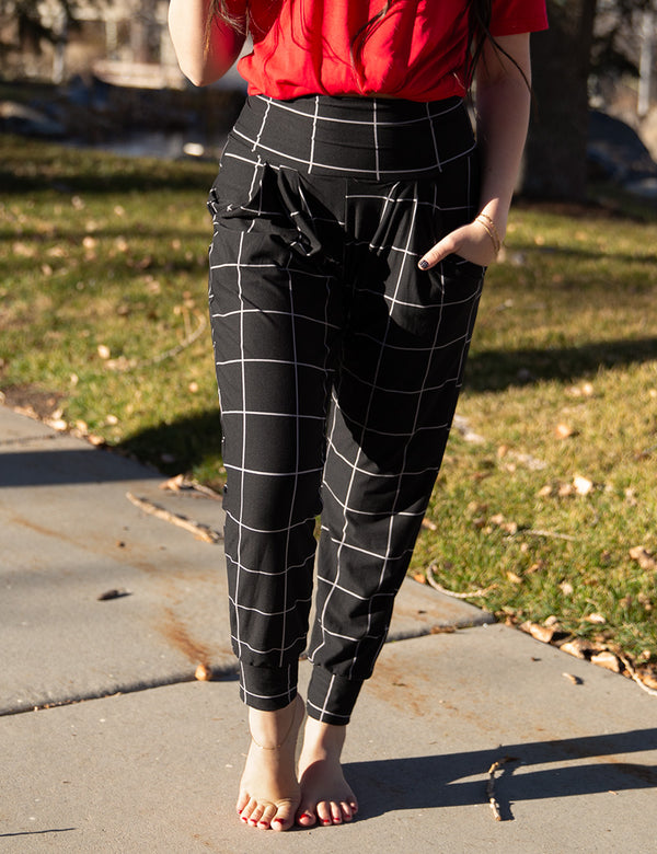 SA Exclusive Black Windowpane Harem Pocket Pants