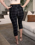 SA Exclusive Black Windowpane Capri Pocket Leggings