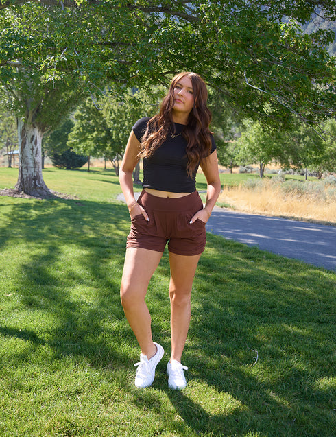 SA Exclusive Brown Solid Harem Shorts