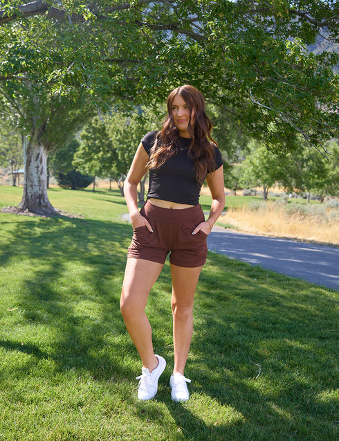 SA Exclusive Brown Solid Harem Shorts