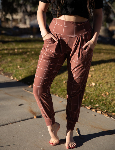 SA Exclusive Brown Windowpane Harem Pocket Pants