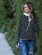 Double Hooded Black and White Stripe Sweatshirt