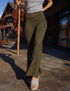 SA Dark Olive Cross Waistband Pocket Flare Leggings