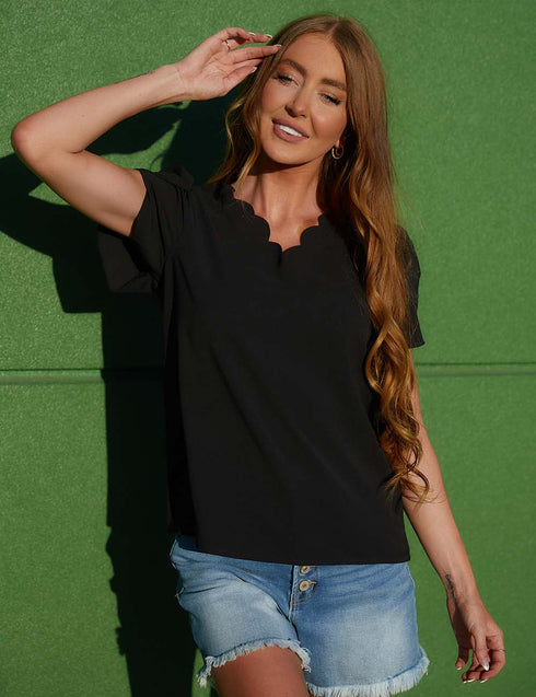 Serene Scalloped Top