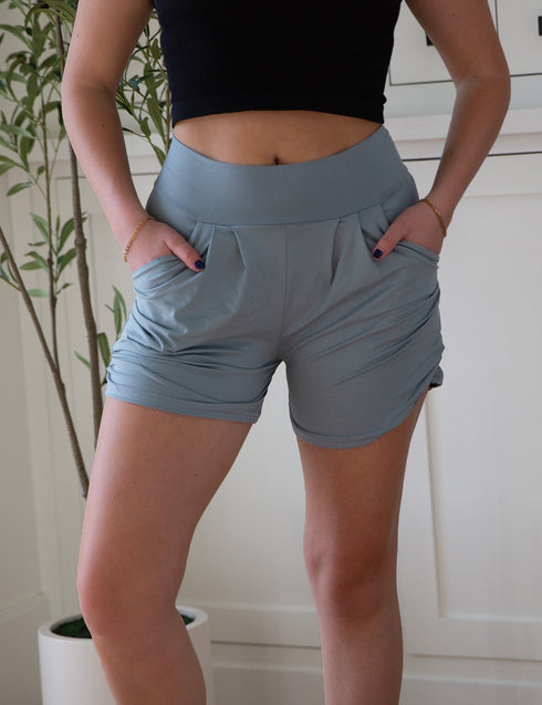SA Exclusive Slate Solid Harem Shorts
