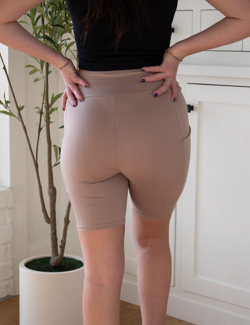 SA Exclusive Taupe Solid Biker Shorts