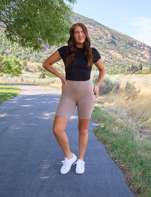 SA Exclusive Taupe Solid Biker Shorts