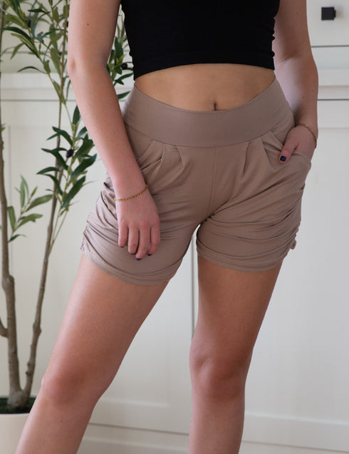 SA Exclusive Taupe Solid Harem Shorts