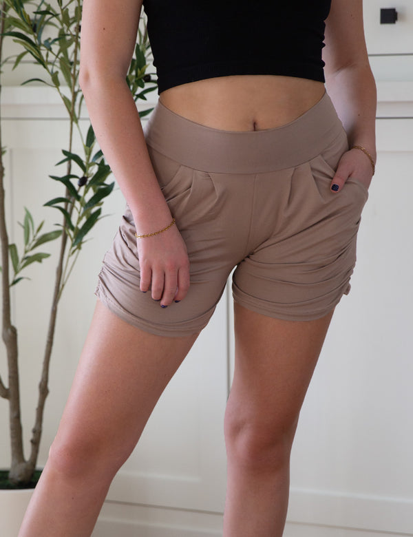 SA Exclusive Taupe Solid Harem Shorts