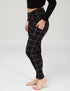 SA Black Windowpane Cross Waistband Pocket Leggings