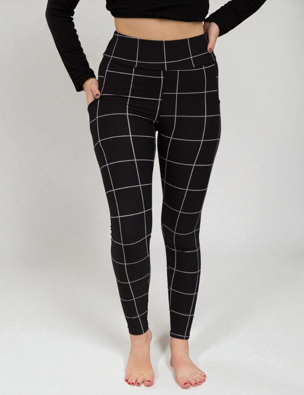 SA Exclusive Black Windowpane Pocket Leggings