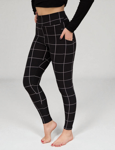 SA Exclusive Black Windowpane Pocket Leggings