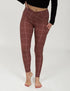 SA Brown Windowpane Cross Waistband Pocket Leggings