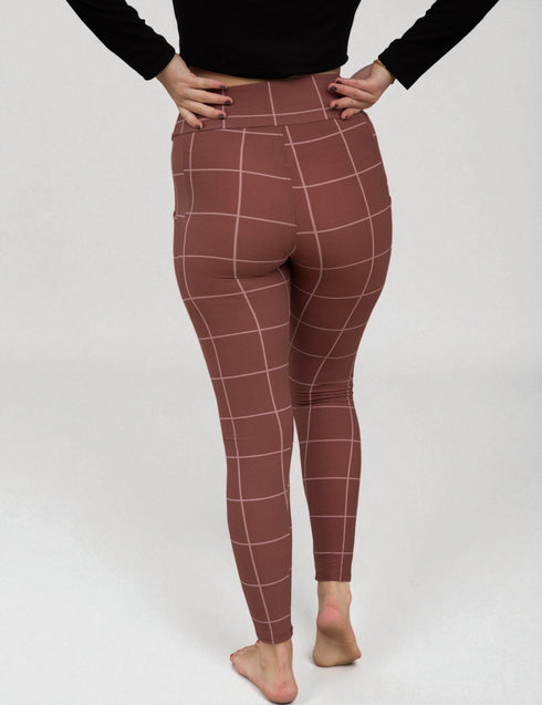 SA Exclusive Brown Windowpane Pocket Leggings