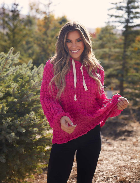 "Hi, I'm Pink Textured Hoodie"