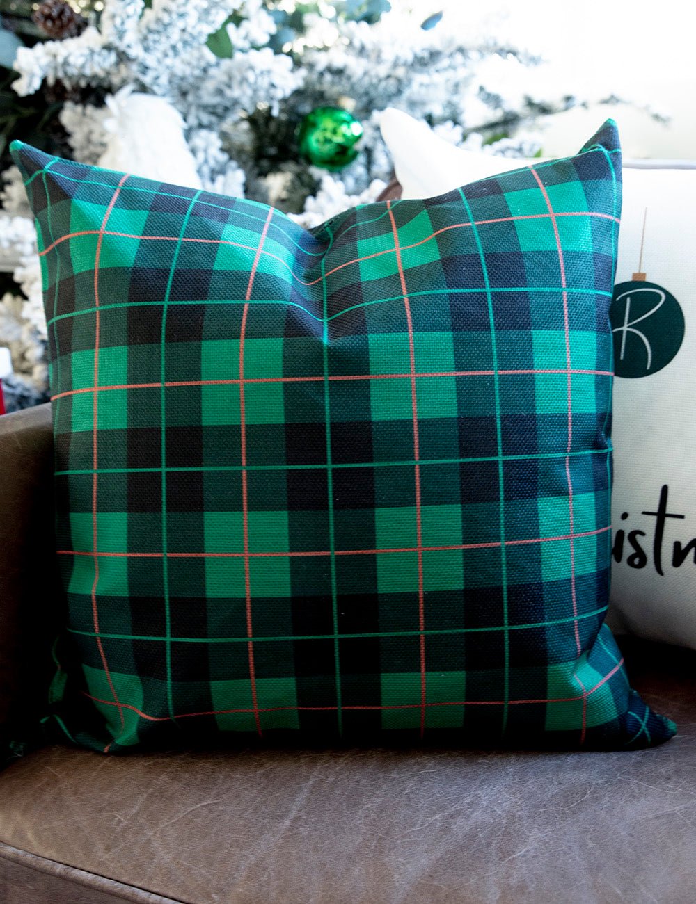 Blue and discount green plaid pillows