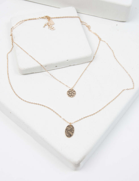 Double The Pleasure Hammered Necklace
