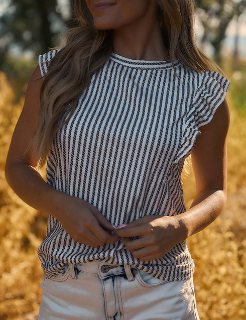 Let's Meet Stripe and Ruffle Top