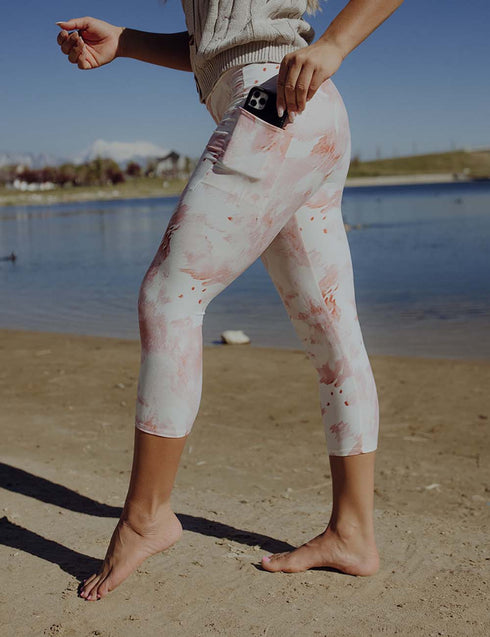 SA Exclusive Pink Tie Dye Capri Pocket Leggings