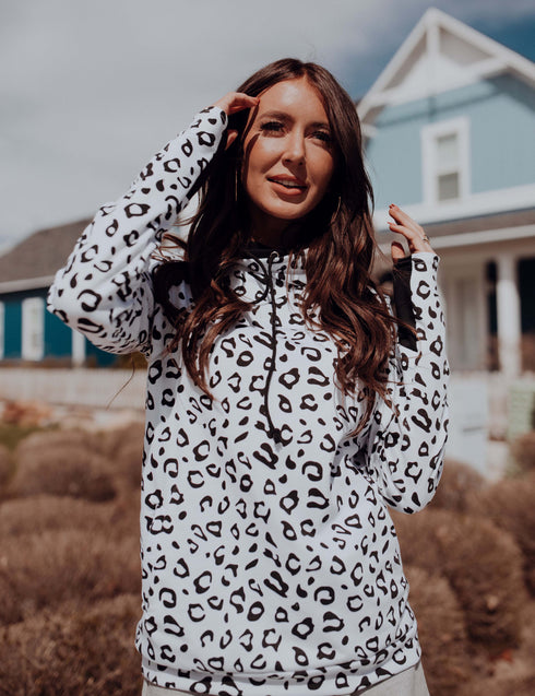 Double Hooded Snow Leopard Sweatshirt