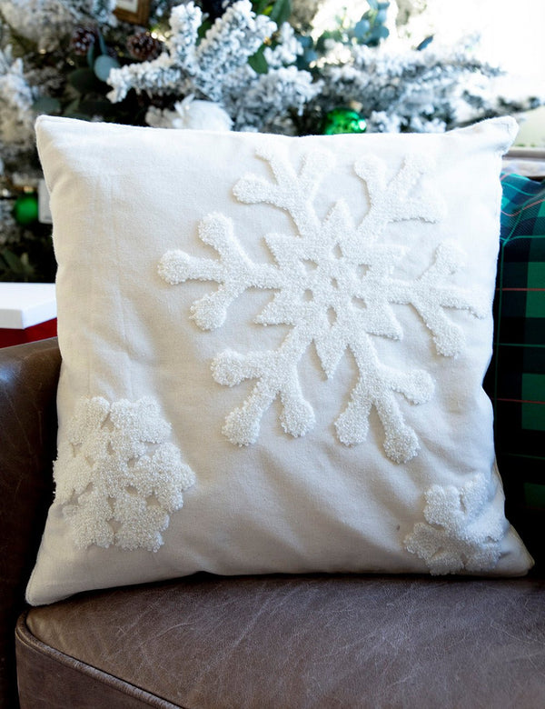 White Snowflake Pillow Cover