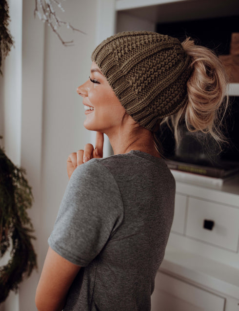 Woven with Love Ponytail Beanie